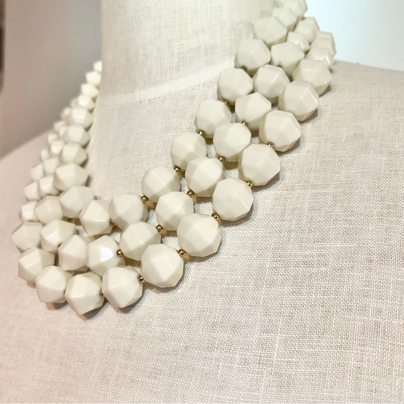 Kate Spade 3-strand chunky, faceted white bead necklace - Picture 3 of 5